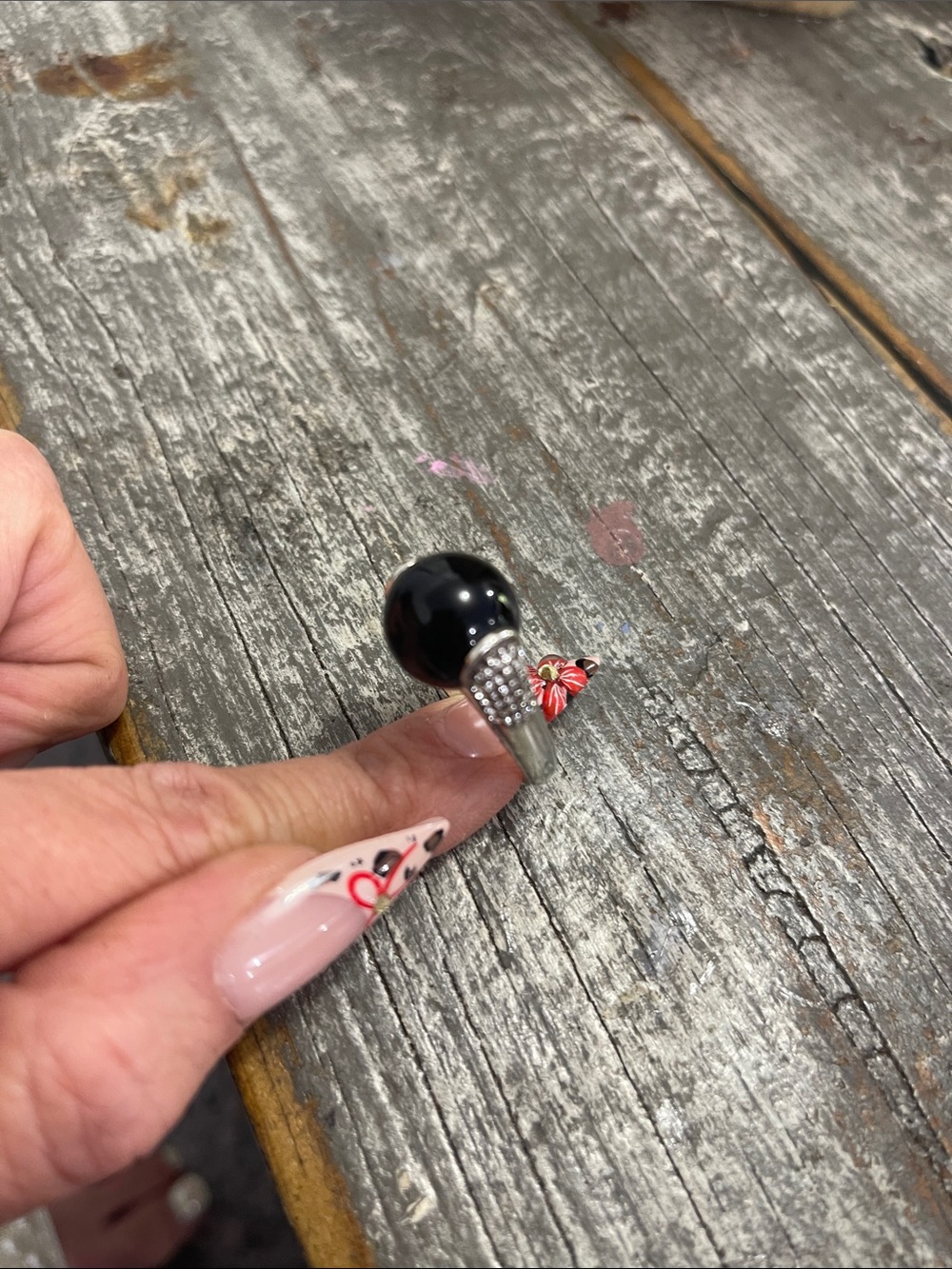 Black Onyx Dome Ring with Sparkling Accents - Women Jewelry - Picture 4 of 5